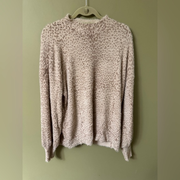 Chico’s Cashmere Blend Sweater Sz 2 Large Animal Print Soft Leopard Cream - Picture 1 of 7